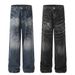 Tie-Dye Gradient Jeans Men's Vibe Trendy High Street Design Sense Niche Washed Loose Wide-Leg Straight Long Pants_mkmklike.com