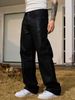 Men's Relaxed Fit Waxed Cargo Pants - Streetwear Straight Leg Trousers With Stylish Washed Finish, Comfortable & Versatile For Casual Outfits_mkmklike.com