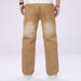 Men's Tan Straight Leg Jeans Street Style Casual Versatile Trousers For All Seasons_mkmklike.com