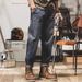 Men's Retro Deep Blue Loose Fit Straight Leg Jeans Casual Versatile Slimming Style For Autumn_mkmklike.com
