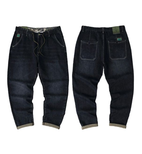 Fat Men's Clothing Autumn New European And American Big Cow Small Straight Denim Trousers Fat Men Embroidered Badge Versatile Jeans_mkmklike.com