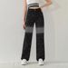 High-Waisted Straight-Leg Jeans – Black Rhinestone Gradient Embellished Denim For Women_mkmklike.com