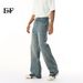 EF JEANS | 2025 Spring New Korean Version Retro High Street Straight Old Simple Wide Leg Washed Jeans_mkmklike.com
