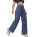 American Style Wide-Leg For Women 2025 Spring New Washed Loose Slimming Straight-Leg Floor-Length Jeans_mkmklike.com