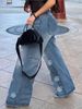 Women's Floral Print Denim Pants – High-Stretch Cotton, Relaxed Fit, Boho-Chic Streetwear (S-XXL, Mid-Rise, Classic Blue Wash)_mkmklike.com