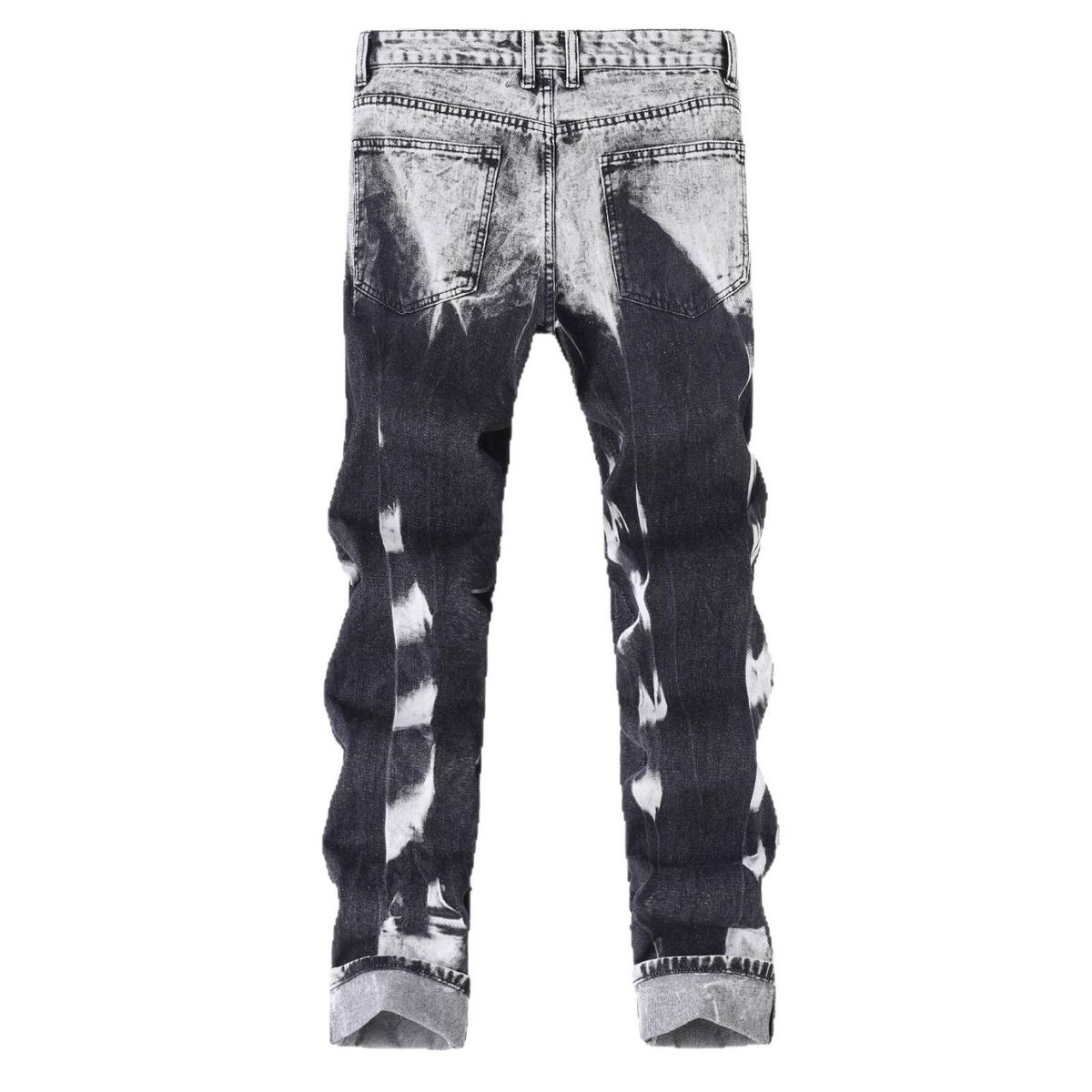 Men's Jeans, Black, Non Stretch, Ripped, Straight Leg, Multi Process Design, Slim Fit, Fashionable Jeans._mkmklike.com