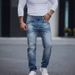 Plus Size Men's Stretchy Jeans High Street Trendy Business Style Long Pants_mkmklike.com