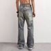 Men's Style Distressed Jeans Spring Summer Rhinestones Sparkles High Street Trend Loose Fit Straight Leg Slightly Flared_mkmklike.com