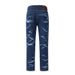 Men's Retro Washed Floral Jeans Loose Straight Leg Pants_mkmklike.com