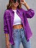 Women's Distressed Denim Jacket Oversized Long Sleeve Casual Shirt Coat In Solid Colors_mkmklike.com