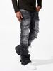 Men's Clothing New Men's Denim Straight Pants Fashion Ins Popular Stretch Patch Denim Straight Pants_mkmklike.com