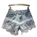European Station New Denim Shorts Women's High Waist Embroidery Lace Stitching Loose Versatile Wide Leg A Line Hot Pants_mkmklike.com