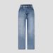 Women's High-Waisted Light Blue Wide-Leg Jeans – Vintage Relaxed Fit Denim Pants With Flowy Silhouette For Casual & Boho Style_mkmklike.com