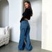 Vintage High Waist Cargo Jeans For Women, Wide Leg Baggy Pants With Drop Hem, Streetwear Fashion, Retro Denim Trousers With Multiple Pockets_mkmklike.com