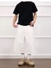 "Summer New White Cropped Wide Leg Denim Pants For Men - Premium Relaxed Straight Cut Mid-Length Shorts With Minimalist Style"_mkmklike.com