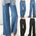 Women's Stretchy Wide-Leg Jeans – Comfortable High-Waisted Casual Pants With Elastic Waistband (Black, Light Blue, S-5XL)_mkmklike.com