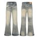 Men's Clothing Retro Distressed Washed Whiskered Straight Leg Flared Jeans For Men New Style Versatile Loose Fit Long Pants_mkmklike.com