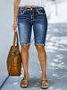 Women's mid Rise Stretch Denim Shorts with Frayed Edges Casual Cotton Jeans for Spring/Autumn And Summer Regular Fit_mkmklike.com