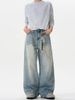 Unisex Vintage Washed Distressed Jeans – Cleanfit Slimming Wide Leg, Retro Straight Cut For Men & Women_mkmklike.com