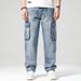 Cross-border Special For Hot-selling Plus Size Wide-leg Loose Jeans Men's Retro Multi-bag Locomotive Hip-hop Skateboard Pants_mkmklike.com