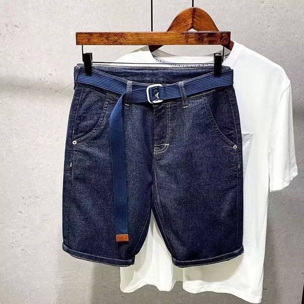 Men's Clothing Thin Stretch Denim Shorts Loose Cropped Pants Shorts_mkmklike.com