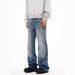 Men's Clothing Fashion Mid Waist Design Lightning Crack Washed Jeans For Men Spring And Autumn Retro Loose Straight Pants_mkmklike.com