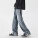 Cowboy Men's Spring And Autumn American High Street Straight Trendy Loose Wide Leg Pants Washed_mkmklike.com