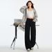 Stylish American-style Black Straight-leg Jeans For Women, Spring High-waisted Loose Slim-fit Narrow Wide-leg Pants,_mkmklike.com