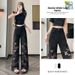 Women's Black Lace Hollow out Wide Leg Jeans Slimming Straight Leg Pants Beaded Loose Fit 2025 New Summer Style_mkmklike.com