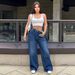 Women's Fashionable Versatile Straight Wide Leg Jeans Chain Washed Finish_mkmklike.com