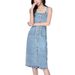 ELLE 2024 Age-Reducing Women's Retro Hong Kong Style Top Denim Strap Set Waist-Cinching Mid-Length Camisole Dress_mkmklike.com