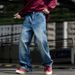 Men's Clothing Retro Blue Washed Denim Jeans Trendy Loose Fit Straight Leg Casual Pants New Spring_mkmklike.com
