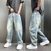 Men's Clothing Men's Summer Casual Fashion Patchwork Washed Loose Fit Jeans Trendy Retro Style Trousers For Formal & Casual_mkmklike.com