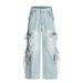 Post-apocalyptic Punk Multi-Pocket Cargo Ripped Jeans Trendy High Street Design Loose Straight Pants For Men_mkmklike.com