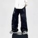 Large Sized Vibe Multi Pocket Workwear Jeans, Men's Women's Trendy Brand, Loose And Casual Wide Leg Floor Length Pants,_mkmklike.com