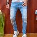 Men's Long Pants With High Elasticity And Holes, Slim Fit Jeans, Men's Jeans_mkmklike.com