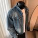Men's Loose Fit Distressed Denim Jacket American High Street Style Casual Zip up Motorcycle Jacket Spring 2026 Washed_mkmklike.com