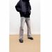 Men's Gray Pleated Flared Jeans Cleanfit Loose Casual Straight Leg Retro Style Pants_mkmklike.com