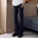 Micro Flared Straight Leg High Waisted Jeans, Versatile Black Gray, Short Stature, Tall And Slim, Vibe Casual Pants,_mkmklike.com