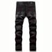 Men's Slim Straight Leg Jeans Heavy Embroidery Distressed Patches High Street Fashion_mkmklike.com