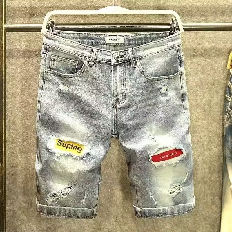 Men's Clothing Summer Thin Washed All Match Large Size Denim Shorts Mid Length Pants Non Elastic Shorts_mkmklike.com