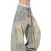 Niche Retro Wasteland Wind Dirty Dyed Old Scimitar Jeans Men's And Women's American High Street Loose Casual Wide-leg Trousers_mkmklike.com