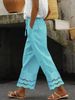 Women's Clothing Casual Elastic Waist Legs Lace Nine point Pants_mkmklike.com