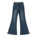 Plus-size Women Can Wear Slightly Flared Jeans That Don't Cling To The Legs, High-waisted, Slimming, Stretchy, With Side_mkmklike.com