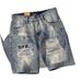 Men's Trendy Summer Denim Shorts Style Thin Korean Slim Fit Ripped Five Point Jeans_mkmklike.com