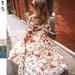 Women's dress printing big swing temperament chiffon floral slim dress_mkmklike.com