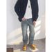 Men's Herringbone Denim Jeans – Relaxed Straight-Leg Casual Pants For Summer_mkmklike.com