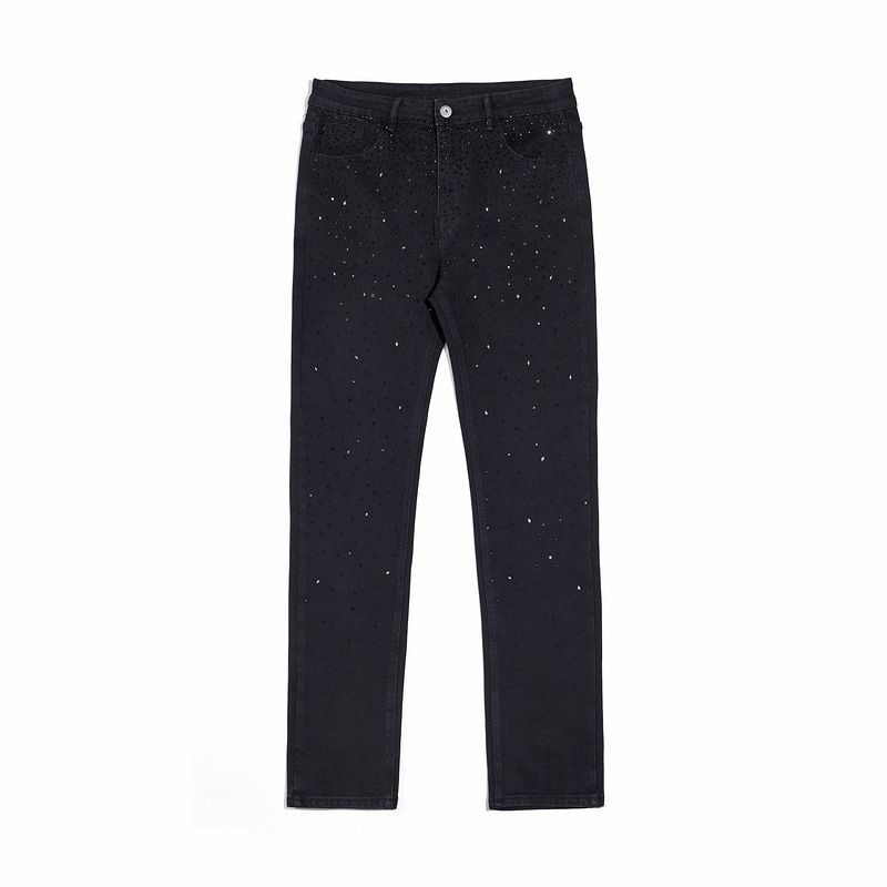 Men's Clothing High Street Ins Same Loose Casual Street Rocking Diamond Studded Washed Jeans_mkmklike.com