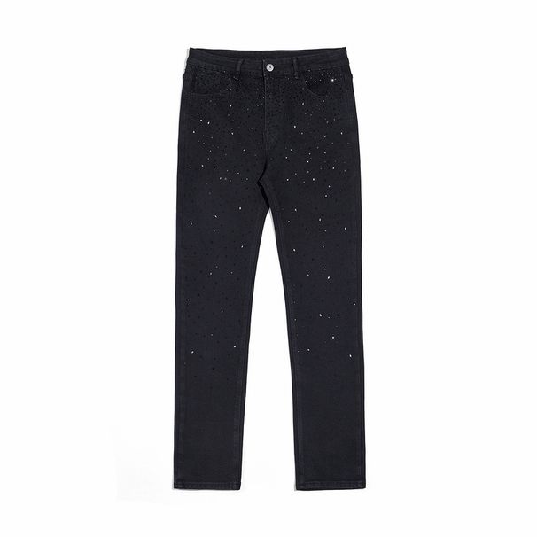 Men's Clothing High Street Ins Same Loose Casual Street Rocking Diamond Studded Washed Jeans_mkmklike.com