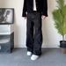 Men's Retro Wide Leg Denim Jeans Loose Fit Straight Leg Casual Floor Length Trousers Trendy Brand Midweight Softener_mkmklike.com